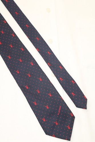 Vintage Playboy Bunny Logo Silk Tie Blue Red Mens Necktie Italy - 第 4/8 張圖片