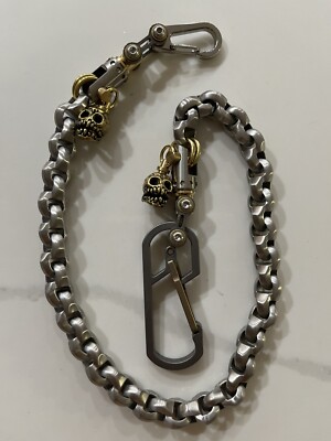 Biker Wallet Chain, Titanium Carabiner, Heavy D Link Chain, 21in/53.34cm