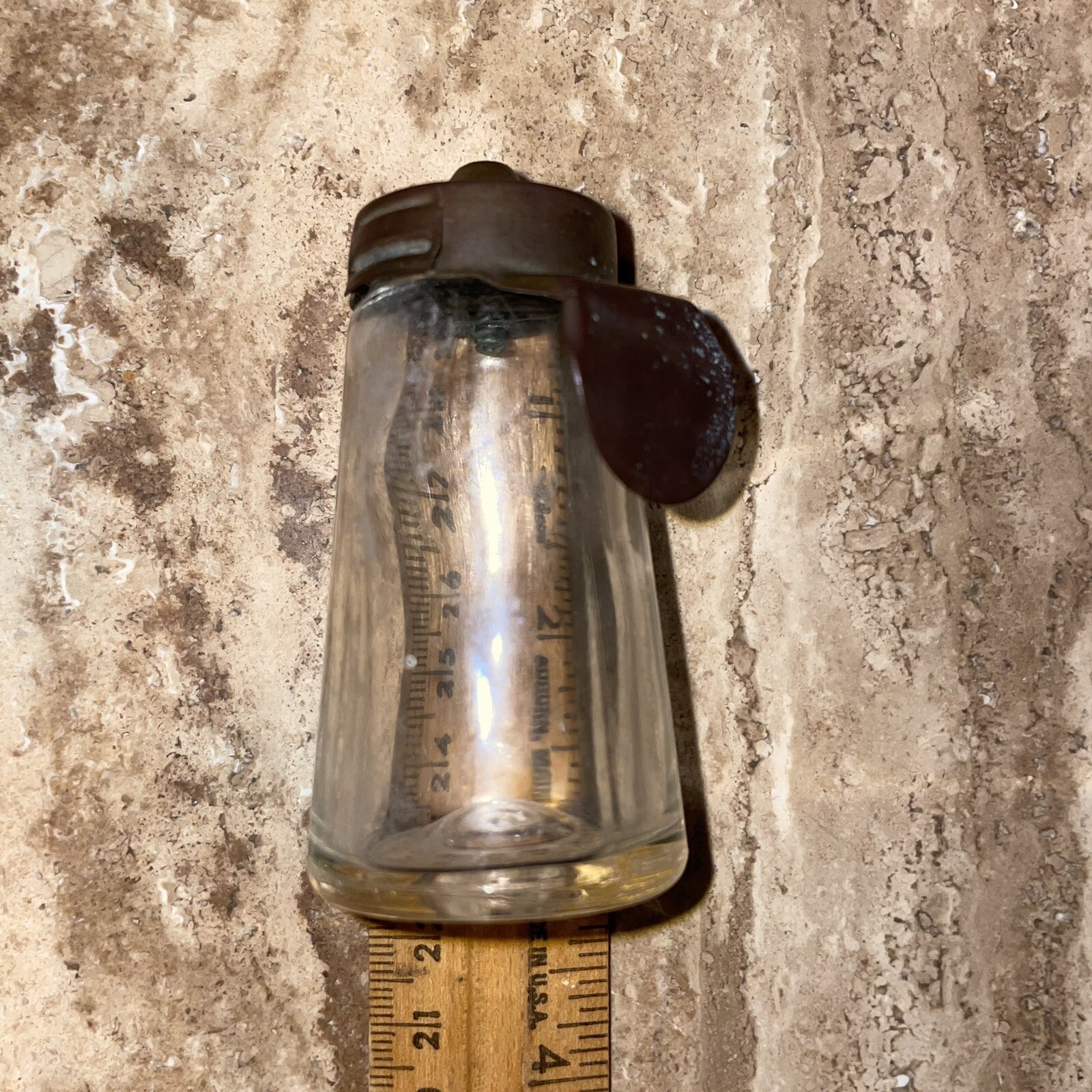 Antique Kwik Stik Glass Glue Bottle wCopper Top 2 3/4" Patent July 1915 - 1919