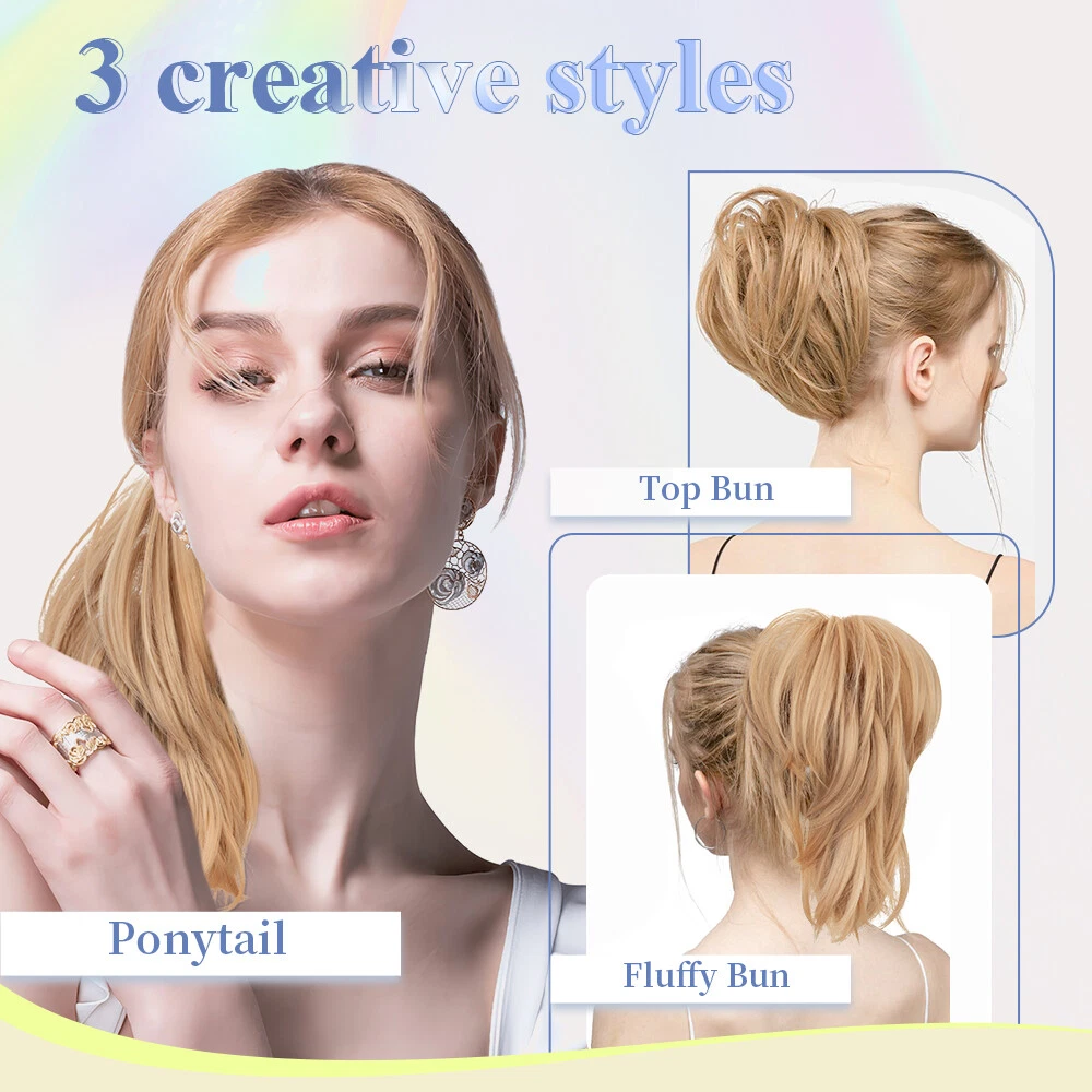 Bendable Claw Jaw Clip on in Messy Bun Ponytail Hair Piece Extension Updo Hair - Picture 8 of 26