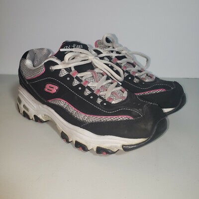 Size Skechers D'Lites Sports Sneakers Women Black Suede Athletic Shoes  11617EW