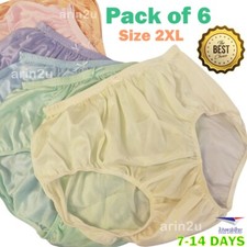 Pack of 6 High Waisted Underwear Hips 40"-50" Silky Nylon Panties Briefs Lightwe