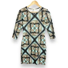 Blonde + Blonde Sheath Dress Blue 3/4 Length Sleeves Mini Going Out Date Night