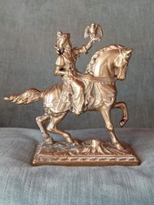 Antik Messingfigur einer Falknerin zu Pferd 17 cm Messing Figur mit Falke Deko