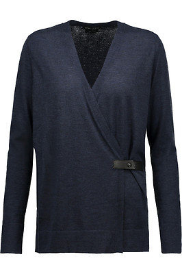 NEW Authentic TOM FORD 100% CASHMERE Knitted LEATHER-Trimmed Cardigan Sweater XL