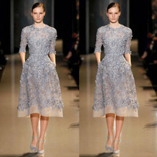 Modern Gray-Blue Mother of the Bride Dresses Half Sleeve 3D Appliques Wedding