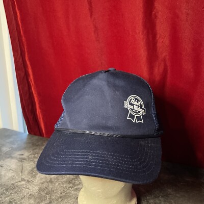 Pabst Blue Ribbon Beer Trucker Hat PBR Mesh Back Snapback Cap 