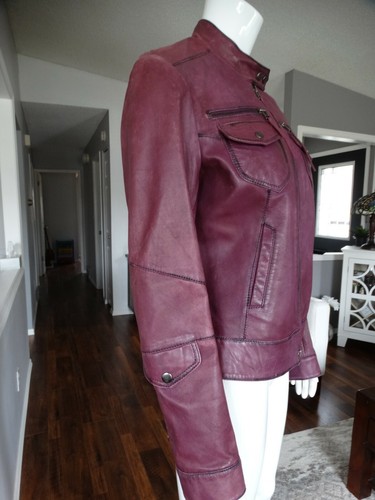 Danier Plum Leather Jacket Medium | eBay
