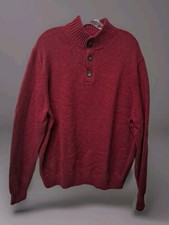 Izod Qtr Button Sweater Men's XL Red Long Sleeve