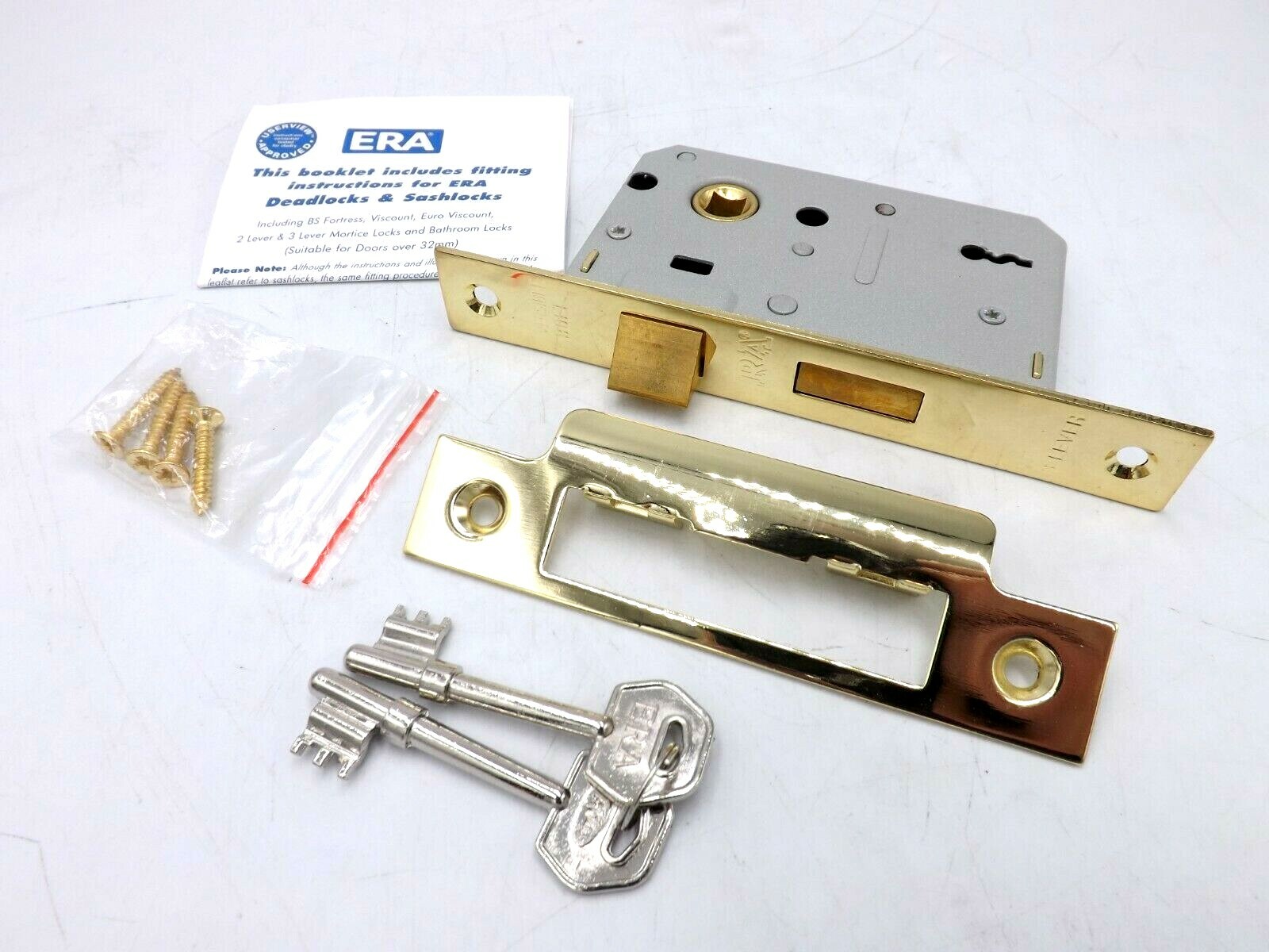 3 Lever Mortice Deadlock Brass Effect 76mm (3"") 572-31 (ERA) - POST & VAT INC