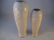 Lenox Rosebud Collection Rose Blossom Set of 2 Bud Vases 6" & 7.5" 24K Gold