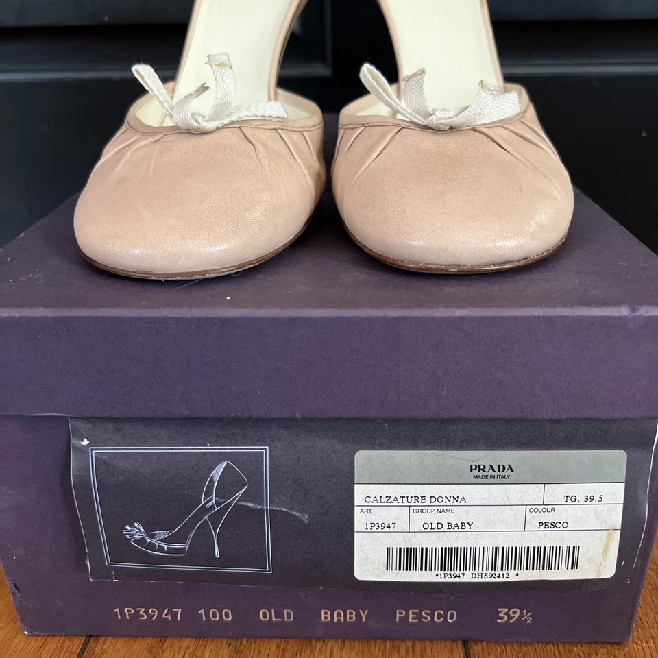 Prada Valarie Donna Old Baby Pesco 39.5 Tacones Rosa Foto 2 de 4