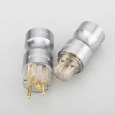 Pair Power Plug Gold Plated EU Schuko HiFi Audio Power Connector & IEC Adapter