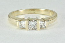 .74 ctw Princess Cut Diamond Three-Stone Engagement Ring 14k Yellow Gold