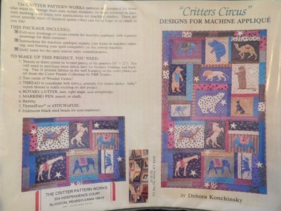 Critters Circus Designs for Machine Applique Quilting from Critter Pattern Works
