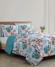 VCNY Home - Quilt Set, Reversible Medallion Bedding Full/Queen, Eiffel Blue 