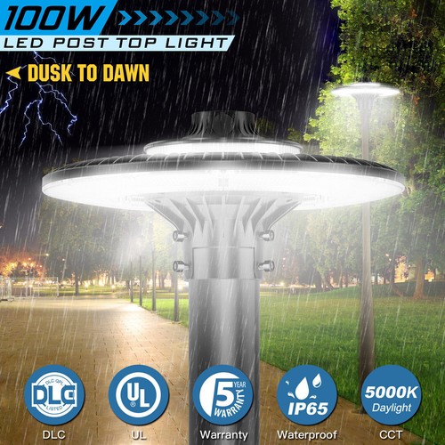 100W Led Post Top Light Dusk to Dawn Photocell Street Garden Yard Parking Lights