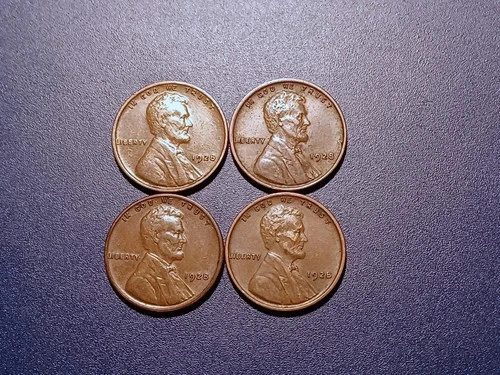 Lot of (4) AU 1928-P Lincoln Cents