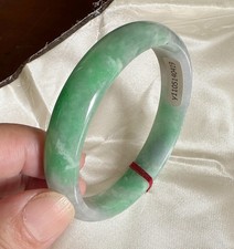 Certified Natural Grade AAA Ice Green Burmese Jade jadeite bracelet bangle 59MM