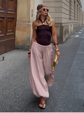 NWT ZARA Flowy Balloon Pants ZW Collection Pink 2183/243 Sizes M, XL