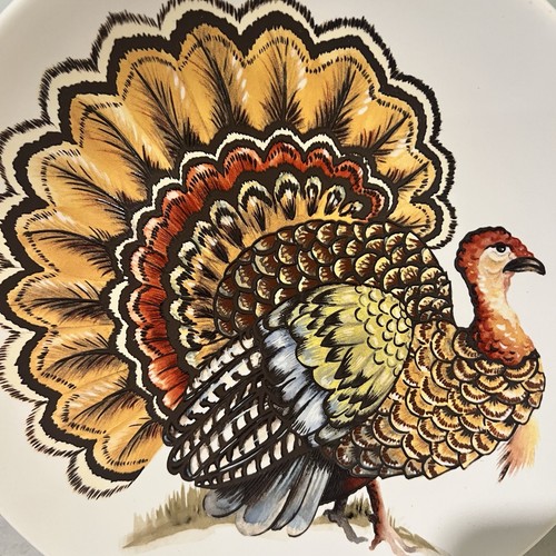 Pottery Barn Watercolor Turkey Lunch Salad Plates 9” Thanksgiving Replacement