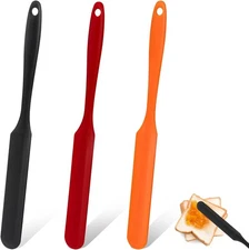 3pcs Jar Spatula, Silicone Spatula Heat 9.45in, Black&Red&Orange 