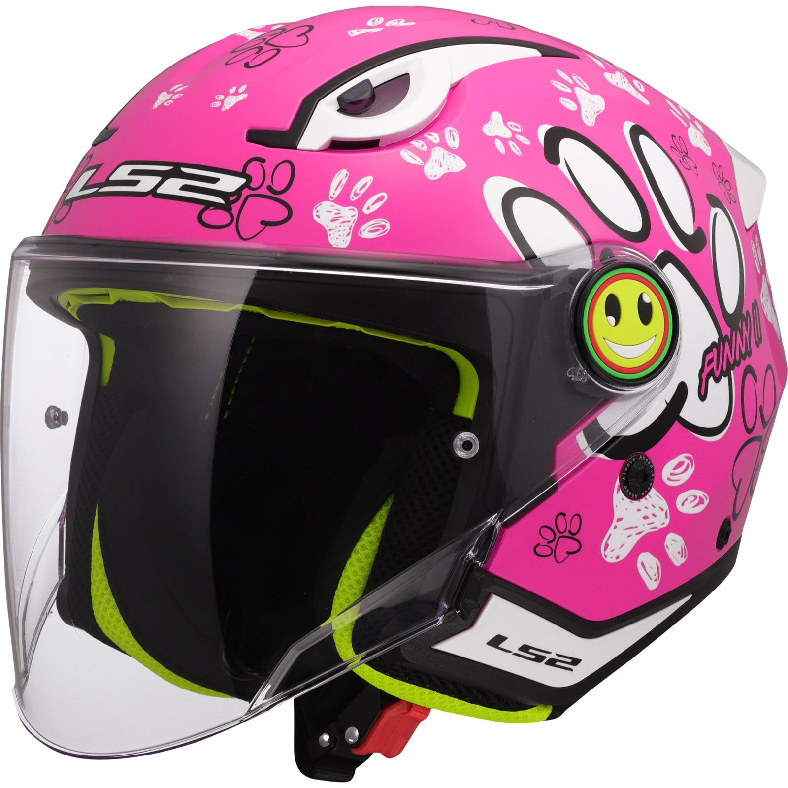 Motorcycle Helmet Kids - LS2 OF622 Funny 2 II Paws - Jet Helmet Kids Helmet Pink