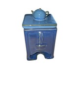 Vintage Light Blue Ceramic Tea Bag Holder Storage Dispenser Lid