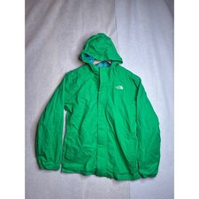 The North Face Girls XL 18 Green Resolve Rain Jacket Hooded Mesh Lined Shell