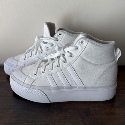 adidas Bravada 2.0 Mid Top Platform Sneaker Triple White Skateboarding IE2316