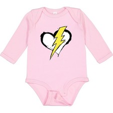 Inktastic Lightning Bolt Heart Long Sleeve Creeper Love Struck Valentines Super