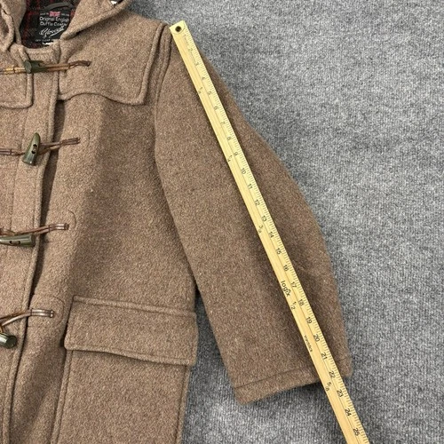 Vintage Gloverall Original English Duffle Coat Brown Wool Hooded Toggle Size 36 image 8