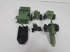 Vintage Tim-Mee/Tootsie Toys Plastic Artillery, Jeeps, Boats Army 