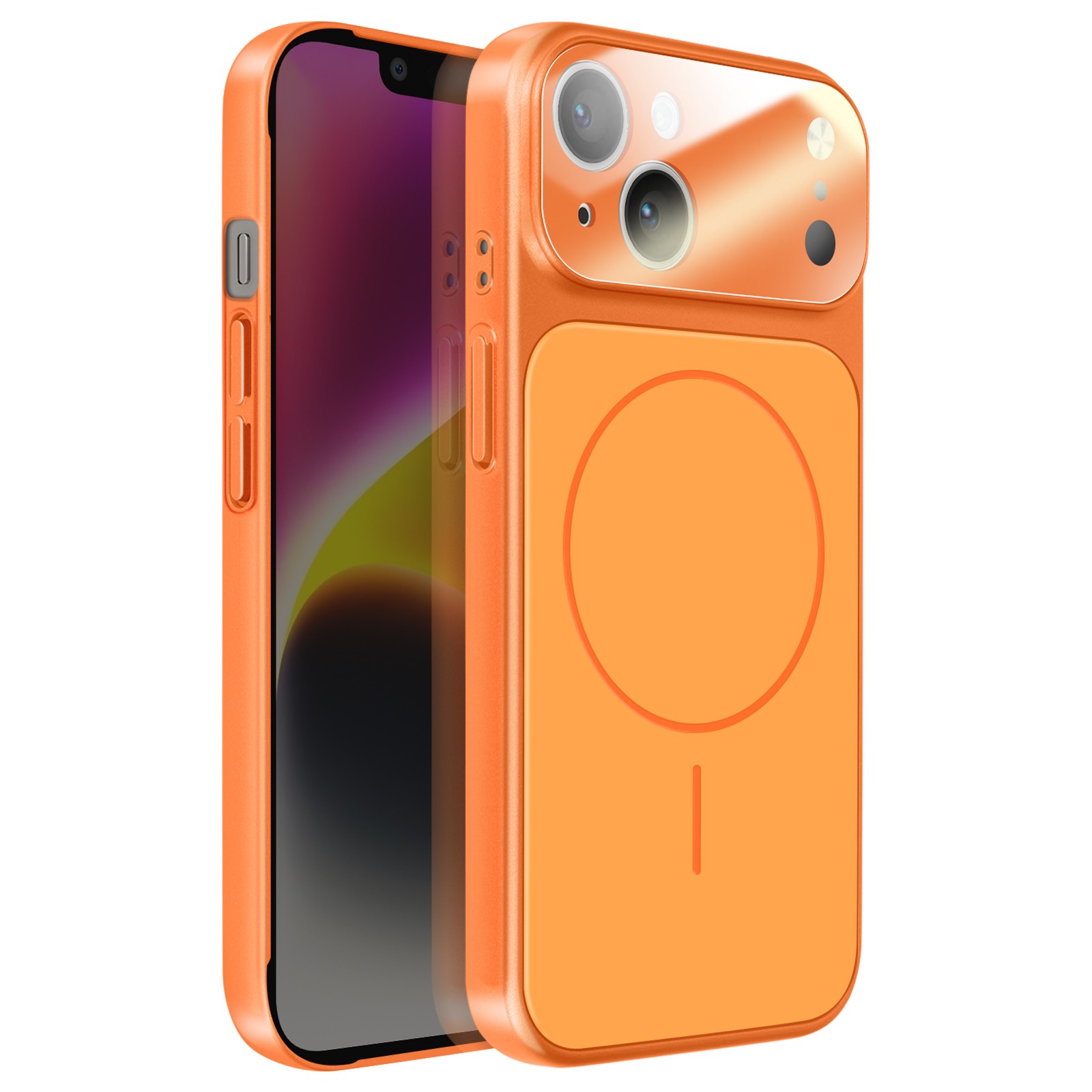 Coque pour iPhone 14 de luxe Avizar avec finition AG Glass Mate Orange premium satiné