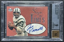 JOE NAMATH BGS 9 1997 UPPER DECK UD LEGENDS #ST-4 SIGN OF THE TIMES 10 AUTO JETS