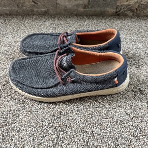 Hey Dude Youth US 4 Navy Orange Loafers GUC