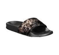 INC International Concepts Metallic Velour Slide Slippers Black