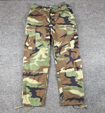 VTG 90s Woodland Camo Cargo Pants Men Medium Regular Double Knee Army Ripstop