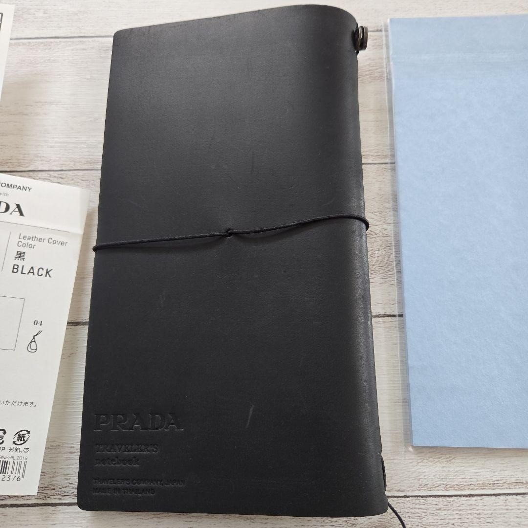 PRADA TRAVELER'S notebook ブラック Prada Traveler's Notebook Regular Size Leather Cover Black W