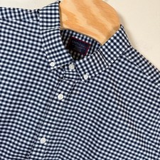 UNTUCKit Classic Censio S/S Button Down Shirt Mens 3XL Navy Gingham Cotton