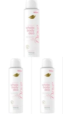 3 Pack Dove Whole Body Deodorant Cooling Spray Raspberry Rose Alum Free 4 oz