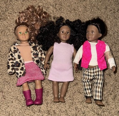 Battat Our Generation 6  Mini Doll Lot of 3 Straight Hair Curly Hair