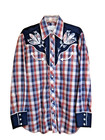 Vtg 1970s H Bar C Long Tail Western Shirt California Ranchwear Mens M Wms L Blue — photo 1