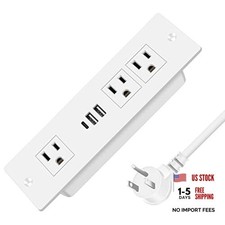 Recessed Power Strip, Furniture Drawer Outlet with 20W PD 6 FT 20W USB White