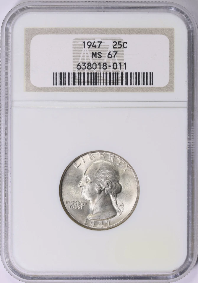 1947 Washington Quarter NGC MS67 Bright White and Virtually Spotless - Image 2 of 3