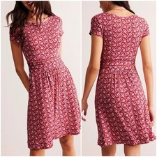 Boden Size 6 Amelie Pink Floral Jersey Short Sleeve A-Line Knee-Length Dress