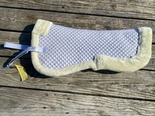 White synthetic fleece diamond quilted English half pad