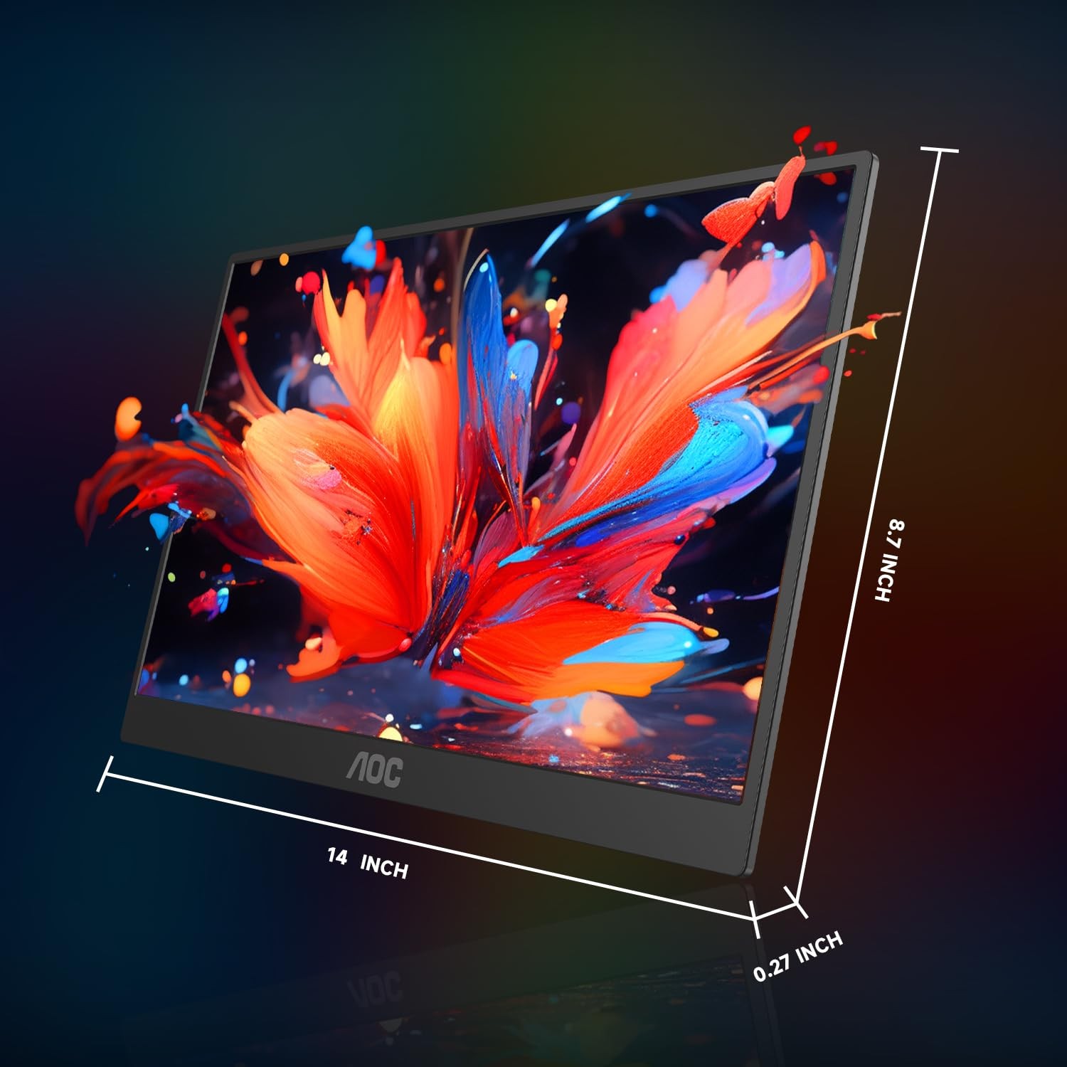 Monitor portátil AOC 15.6'' FHD 1080P 125% sRGB ultra delgado pantalla secundaria externa, imagen 9