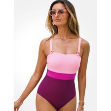 Cupshe Berry Pink Color Block One-Piece Swimsuit NWT Size Large