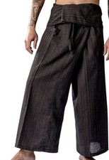 LannaPremium Thai Fisherman Hakuma Yoga Martial Arts Pants onesize, Black /gray